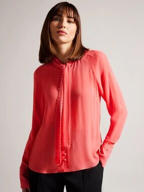 Ted Baker Julinaa Coral Tie-Front Blouse